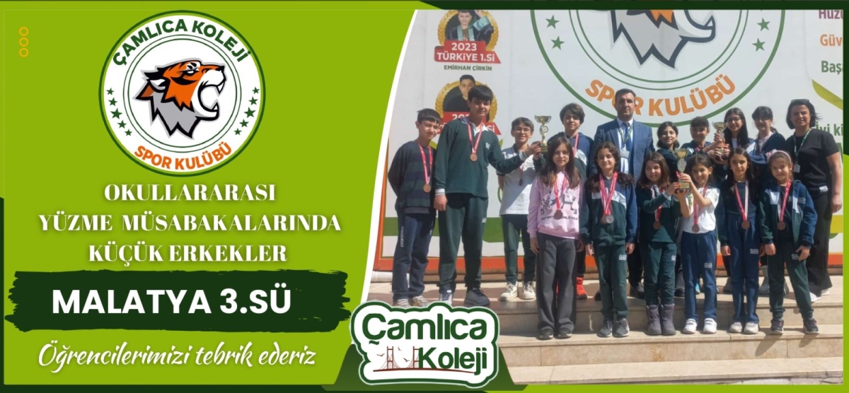 Özel Çamlıca Koleji Küçük Erkekler Yüzme Takımı Malatya Üçüncüsü Oldu!